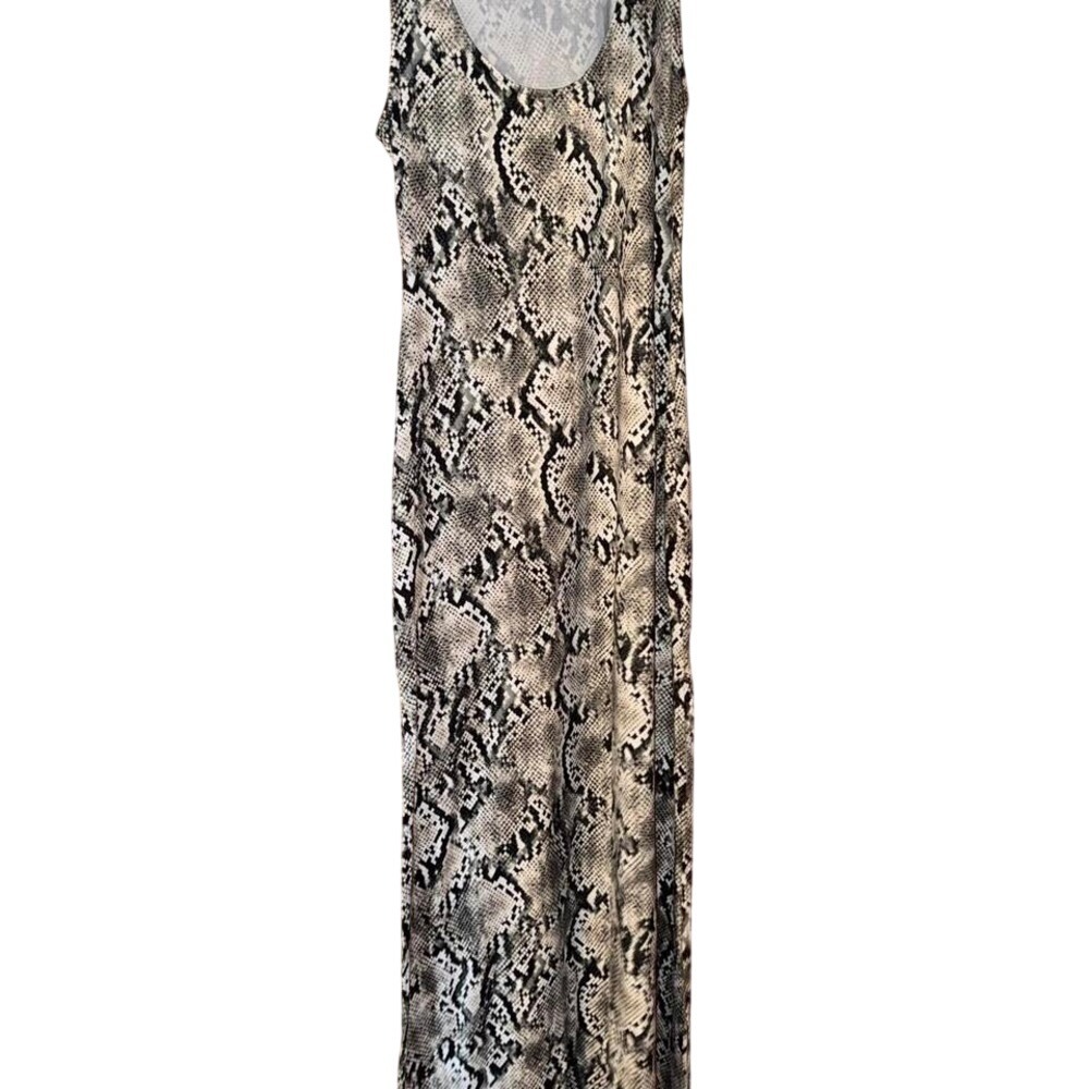 Socialite Womens Gray Snakeskin Print Sleeveless Scoop Neck Maxi Dress Size M